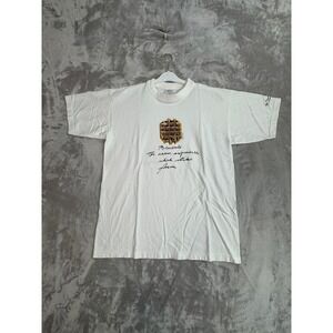 Blues Heavy T Mens Medium Graphic T Shirt Waffle Print Cotton White Tee